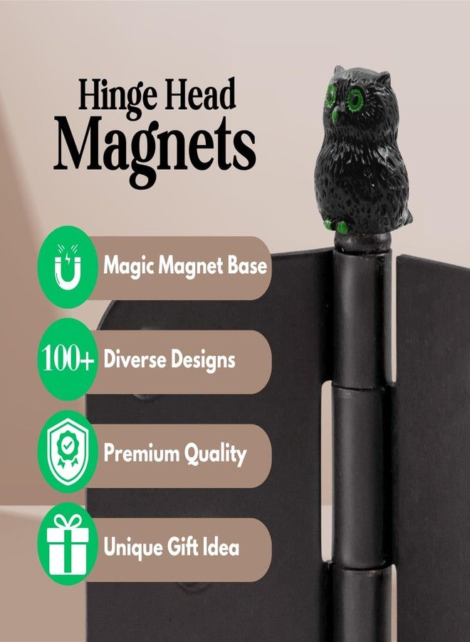 Wallertree Black Owls Hinge Heads Decorative Topper Set of 6 - Whimsical Animals Hinge Head Toppers - Magnetic Door Hinge Caps for Home Decoration - Image 3